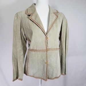 Clio Suede Tan Crochet Patchwork Blazer size 8